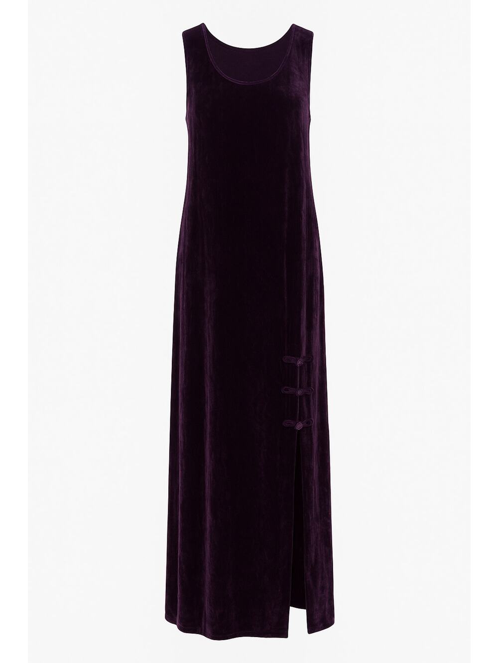 Kleen Purple Velvet Burnout Maxi Dress Sleeveless Silk Evening Whimsigoth M